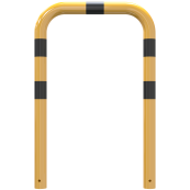 Anti-nudge hoop | steel tube  76 mm | yellow / black | total width: 750 mm | height above ground: 650 mm | for casting in concrete